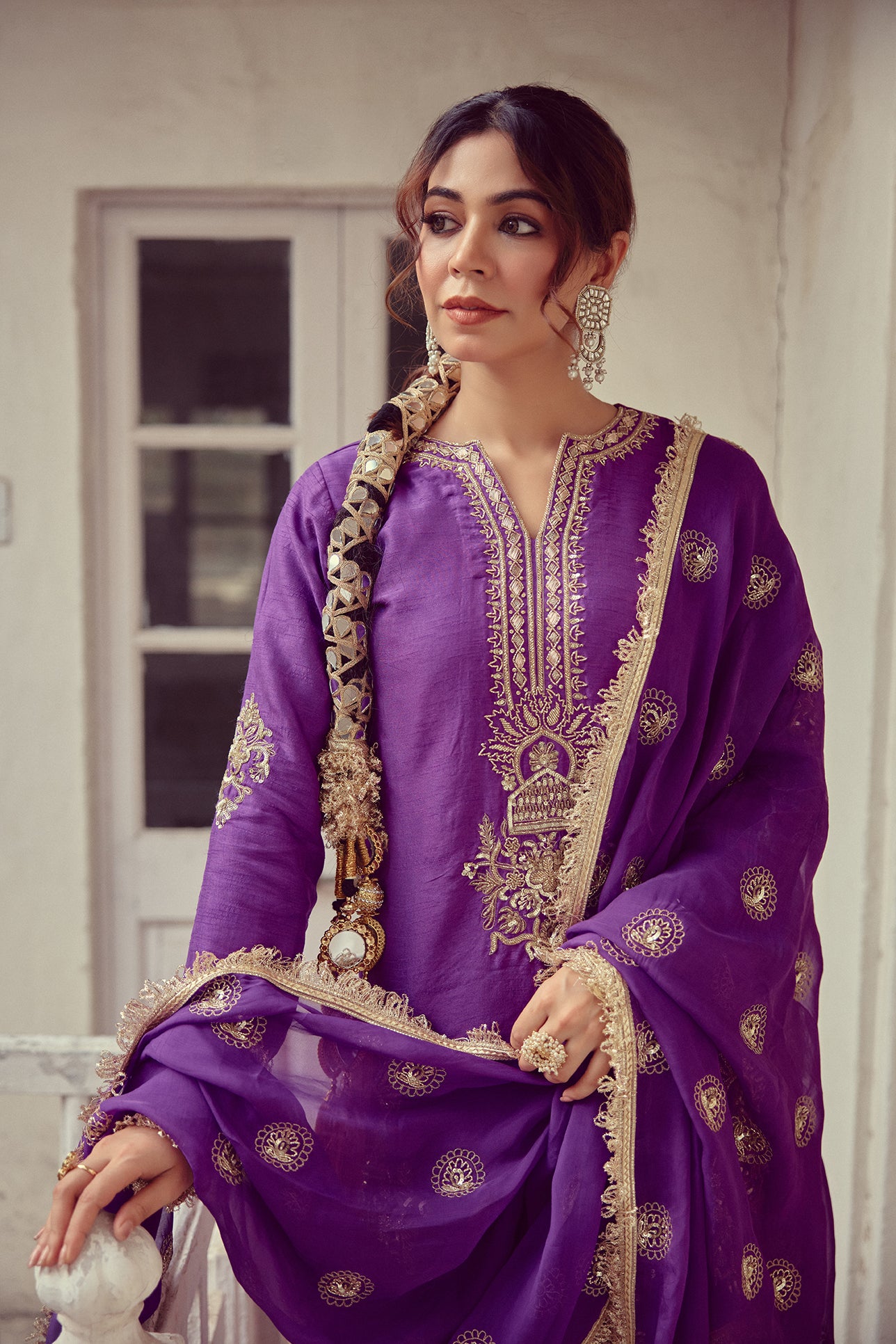 Arisya - Purple Kurta lehenga Dupatta Set