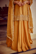 Heera - Gold Beige Zardozi Kurta Lehenga Dupatta Set