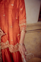 Aaveri - Rust Kurta Sharara Dupatta Set