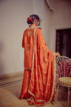 Aaveri - Rust Kurta Sharara Dupatta Set