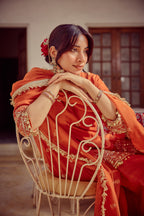 Aaveri - Rust Kurta Sharara Dupatta Set
