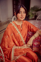Aaveri - Rust Kurta Sharara Dupatta Set