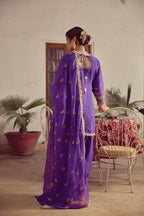 Aabroo - Purple Kurta Farshi Dupatta Set
