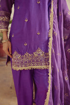 Aabroo - Purple Kurta Farshi Dupatta Set
