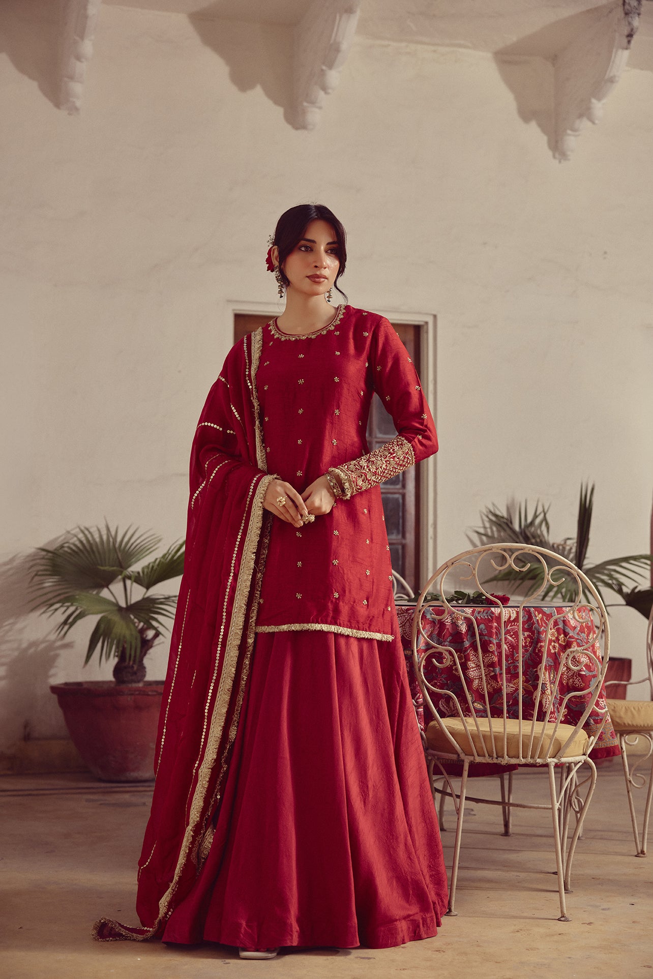 Zyra - Red Kurta & Lehenga Set