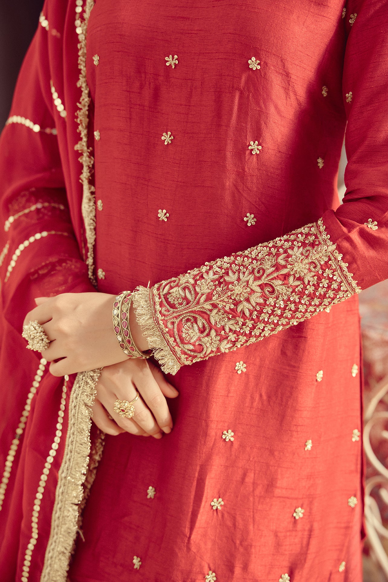 Zyra - Red Kurta & Lehenga Set