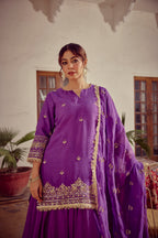 Aalaya - Purple Zardozi Kurta Lehenga Dupatta Set