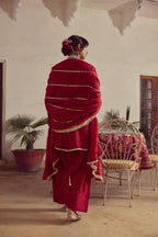 Adya - Red Kurta Farshi Dupatta Set