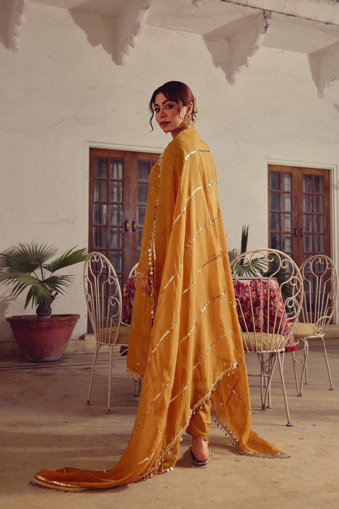 Heera - Gold Beige Kurta, Pant and Dupatta Set