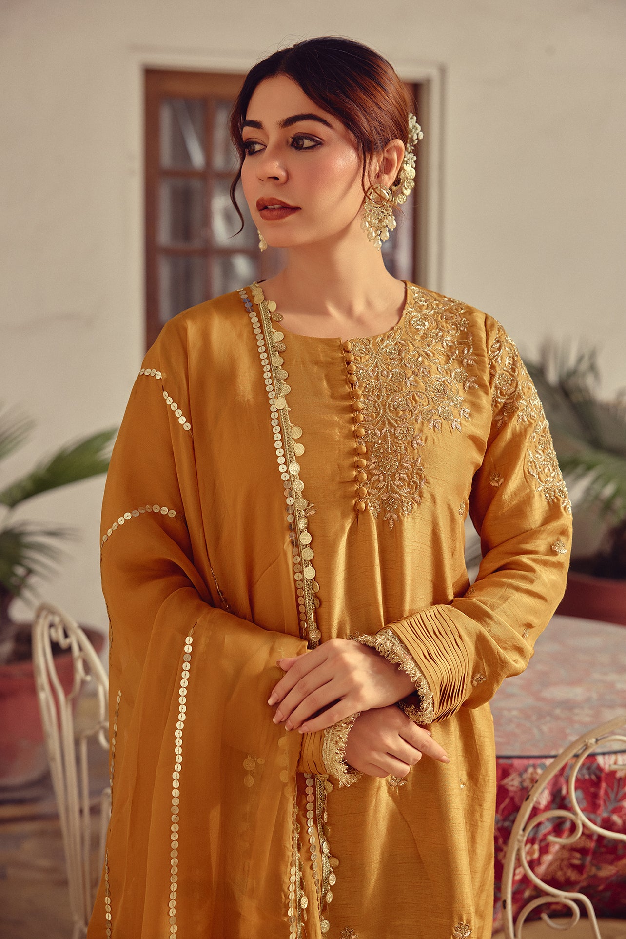 Heera - Gold Beige Kurta, Pant and Dupatta Set