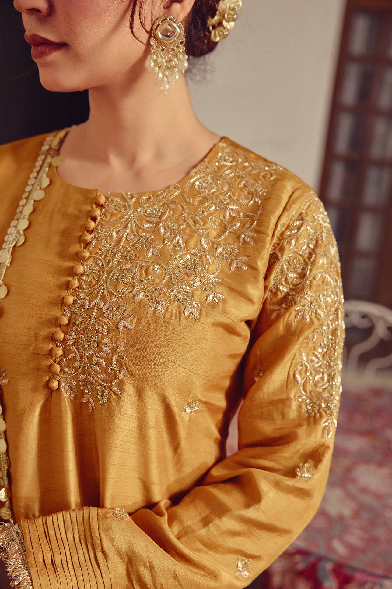 Heera - Gold Beige Kurta, Pant and Dupatta Set