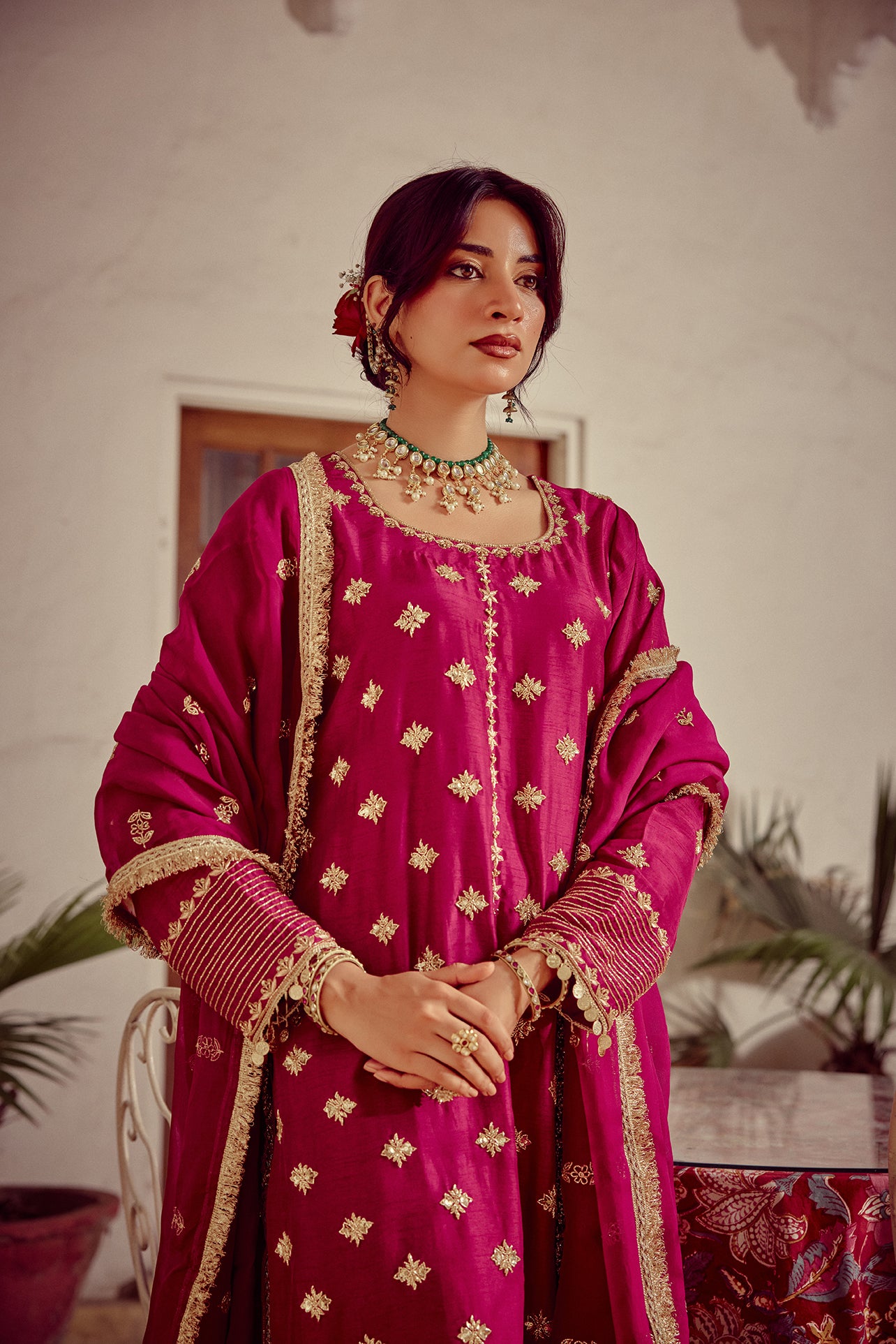 Rua - Magenta Kurta Set with Dupatta
