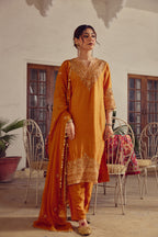 Riyasat - Gold beige Kurta Straight Pant Dupatta set