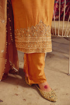 Riyasat - Gold beige Kurta Straight Pant Dupatta set