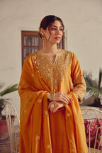 Riyasat - Gold beige Kurta Straight Pant Dupatta set