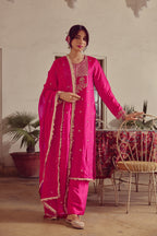 Inara - Pink Embroidered Kurta straight Pant Set