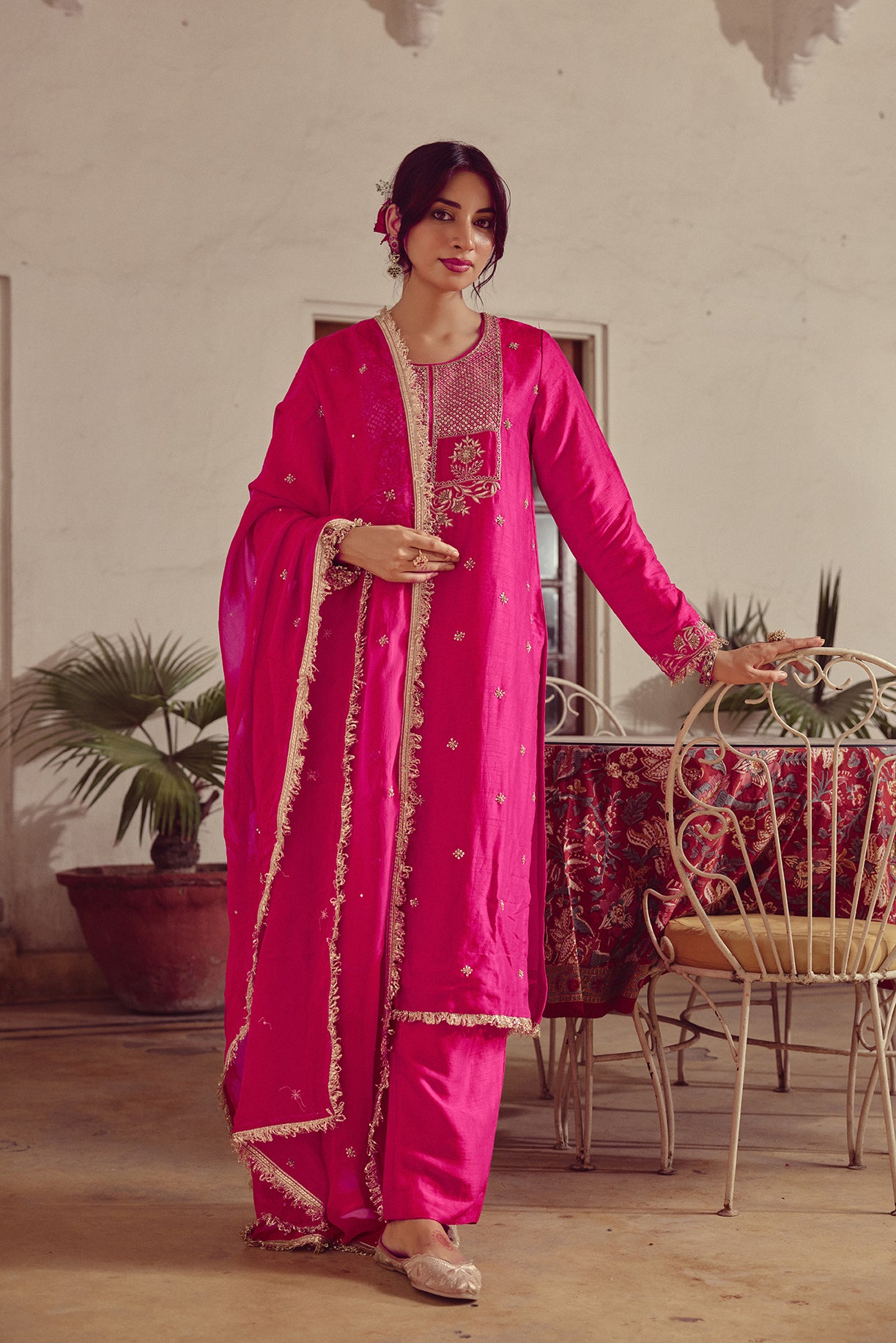 Inara - Pink Embroidered Kurta straight Pant Set