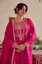 Inara - Pink Embroidered Kurta straight Pant Set
