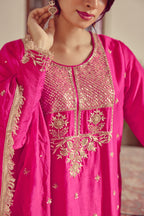 Inara - Pink Embroidered Kurta straight Pant Set