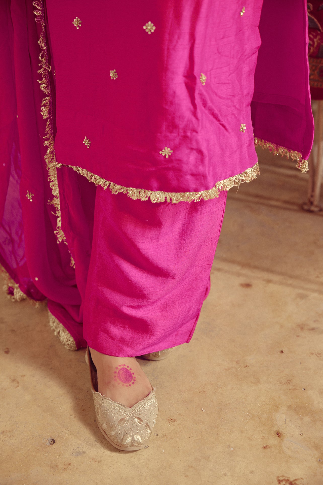 Inara - Pink Embroidered Kurta straight Pant Set