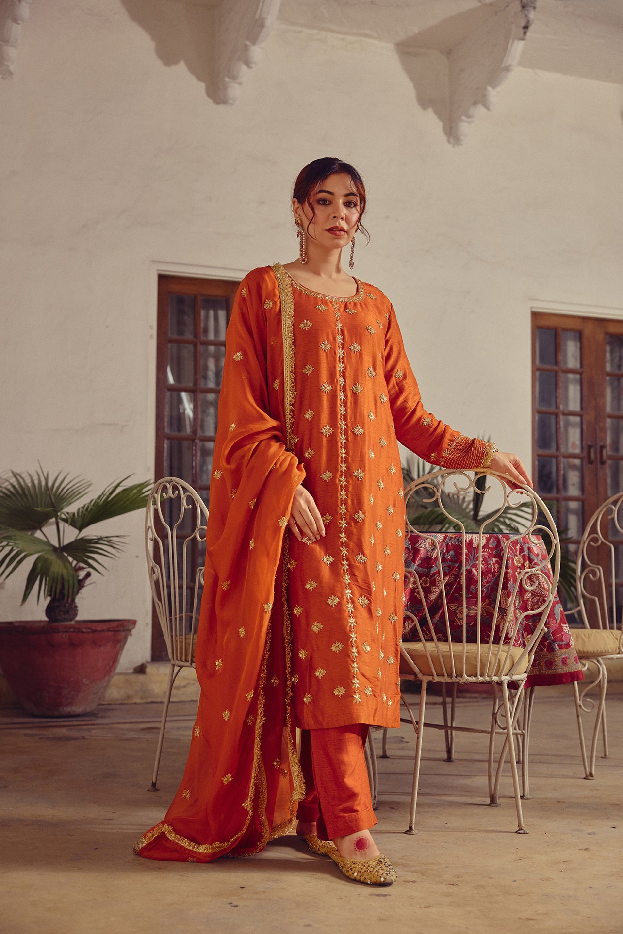 Izhai - Rust Kurta Pant Set with Dupatta