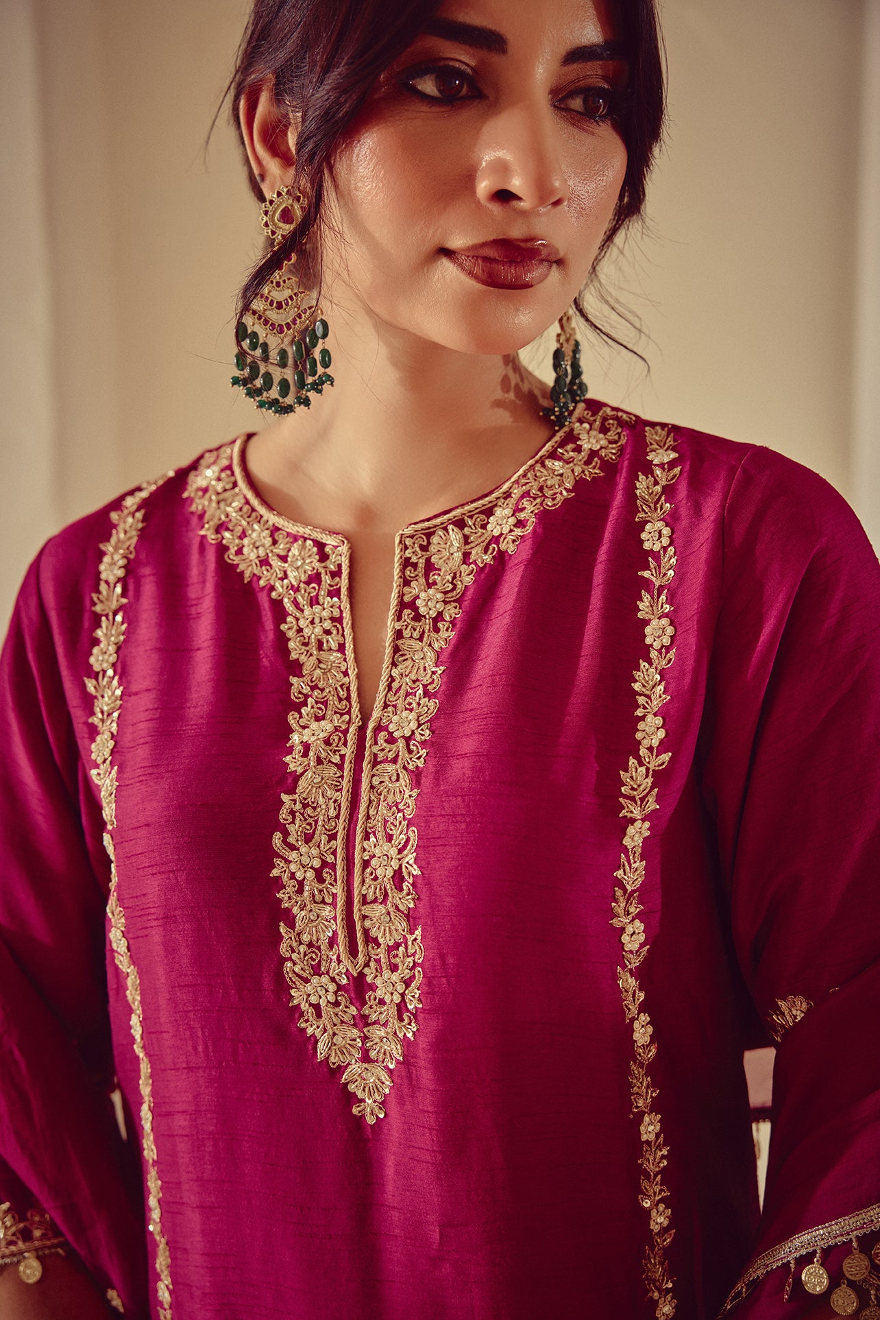 Lahja - Magenta Kurta Lehenga Dupatta Set