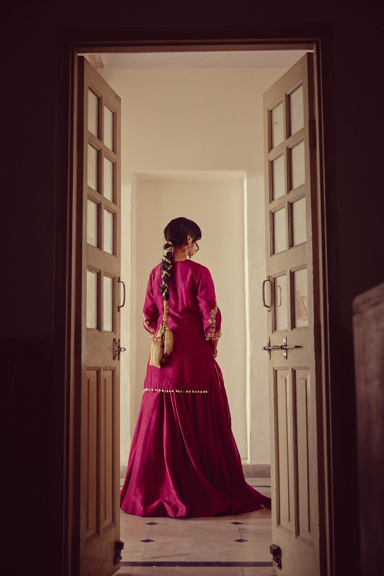 Lahja - Magenta Kurta Lehenga Dupatta Set