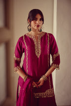 Lahja - Magenta Kurta Lehenga Dupatta Set