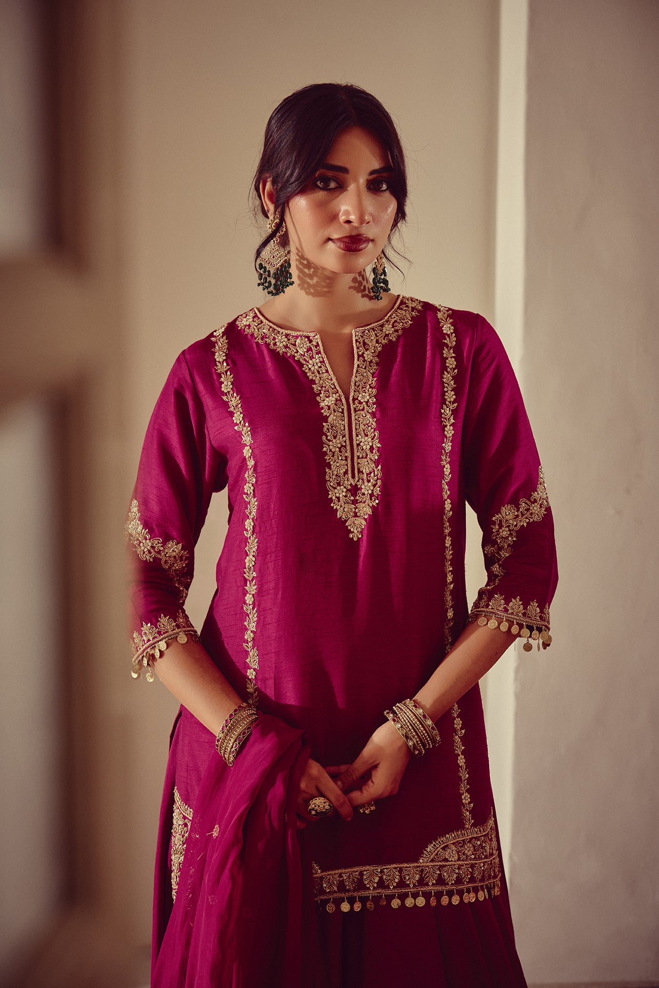Lahja - Magenta Kurta Lehenga Dupatta Set