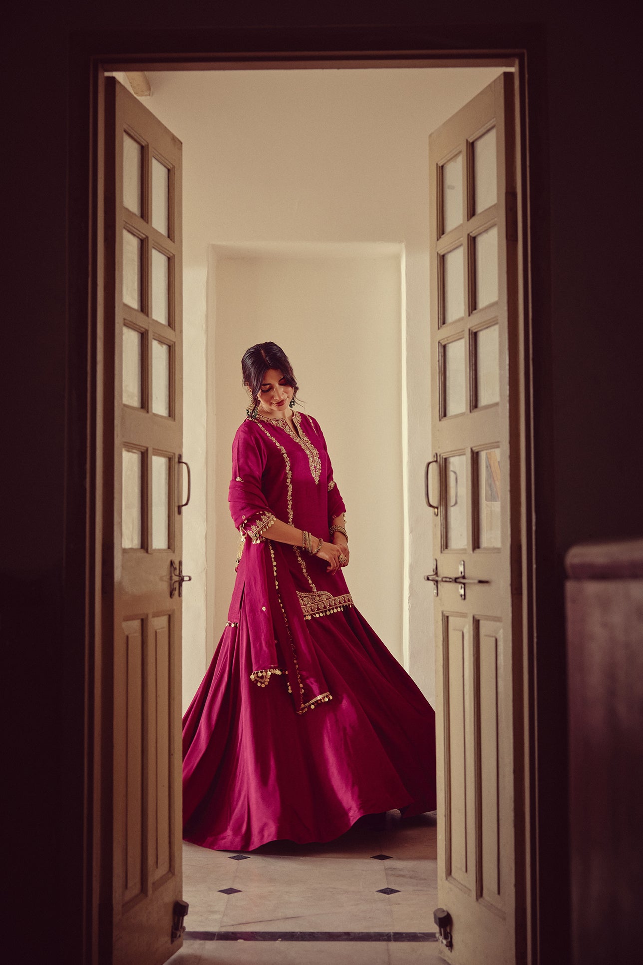 Lahja - Magenta Kurta Lehenga Dupatta Set