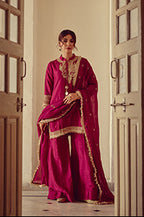 Zeya - Magenta Kurta Sharara Dupatta Set