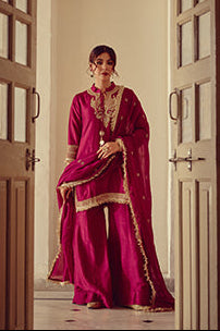 Zeya - Magenta Kurta Sharara Dupatta Set