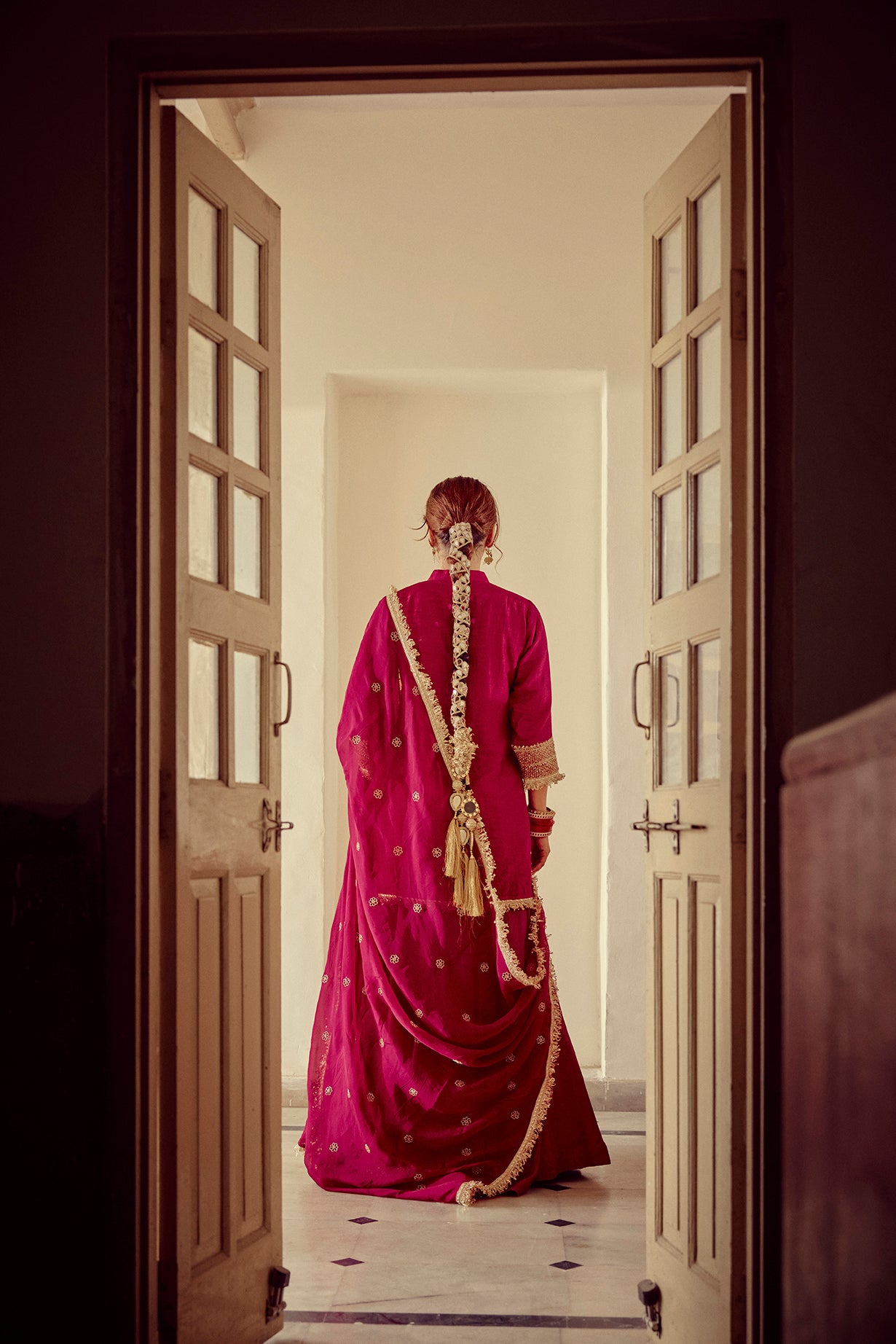 Zeya - Magenta Kurta Sharara Dupatta Set