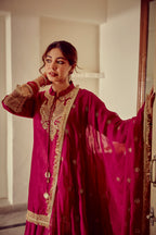Zeya - Magenta Kurta Sharara Dupatta Set