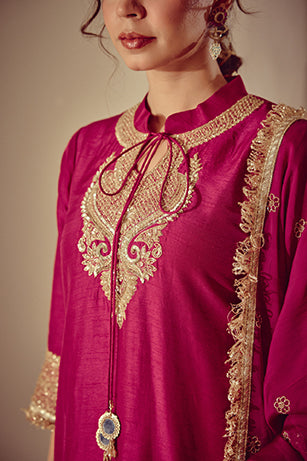 Zeya - Magenta Kurta Sharara Dupatta Set
