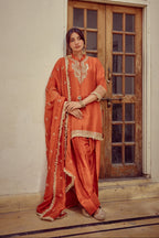 Zariya - Rust Kurta Farshi Dupatta Set