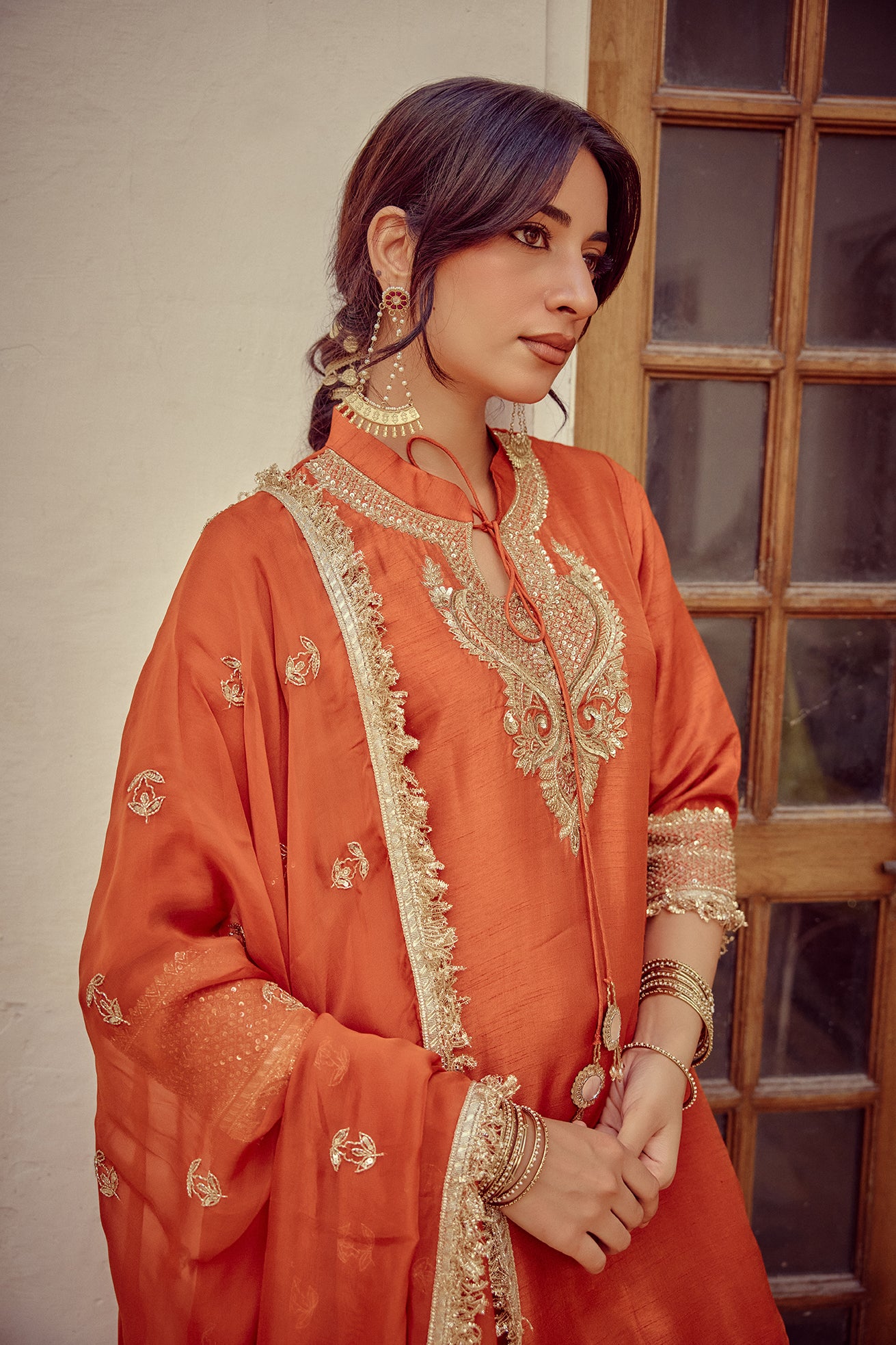 Zariya - Rust Kurta Farshi Dupatta Set