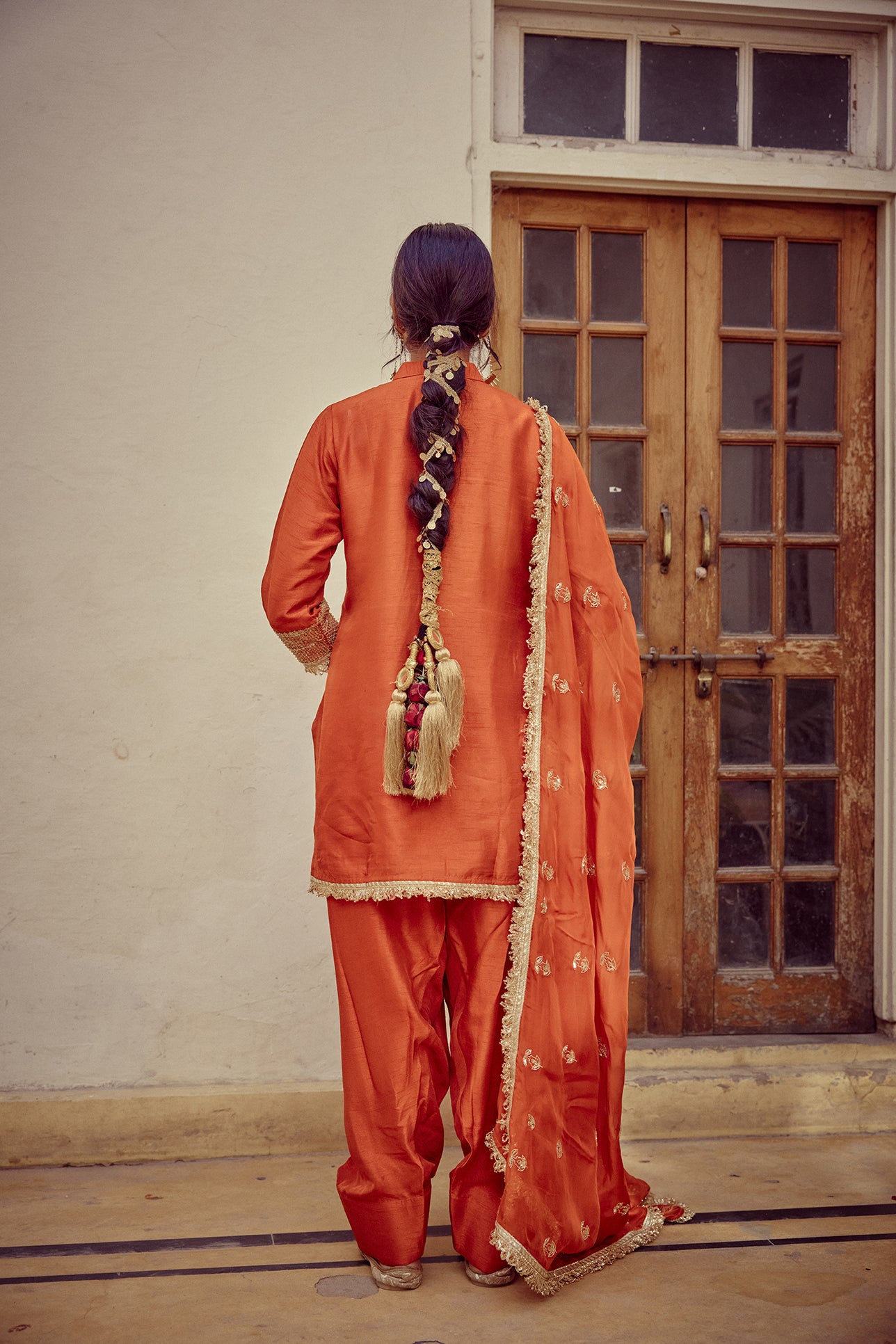 Zariya - Rust Kurta Farshi Dupatta Set