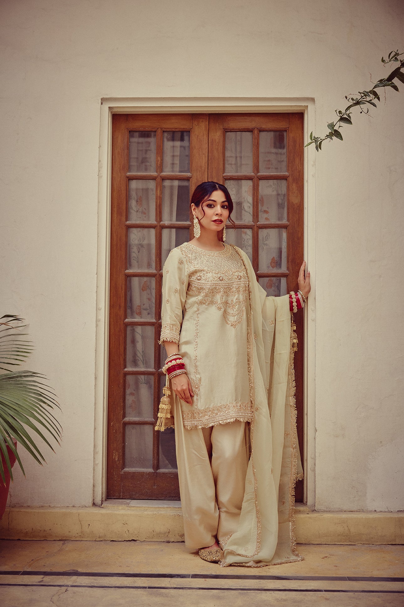 Raya - Gold Ivory Kurta Farshi Set
