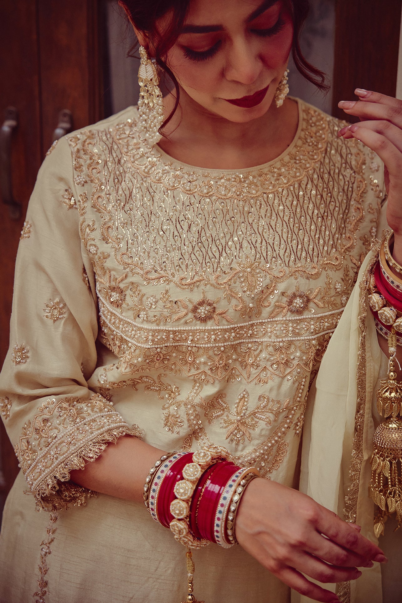 Raya - Gold Ivory Kurta Farshi Set