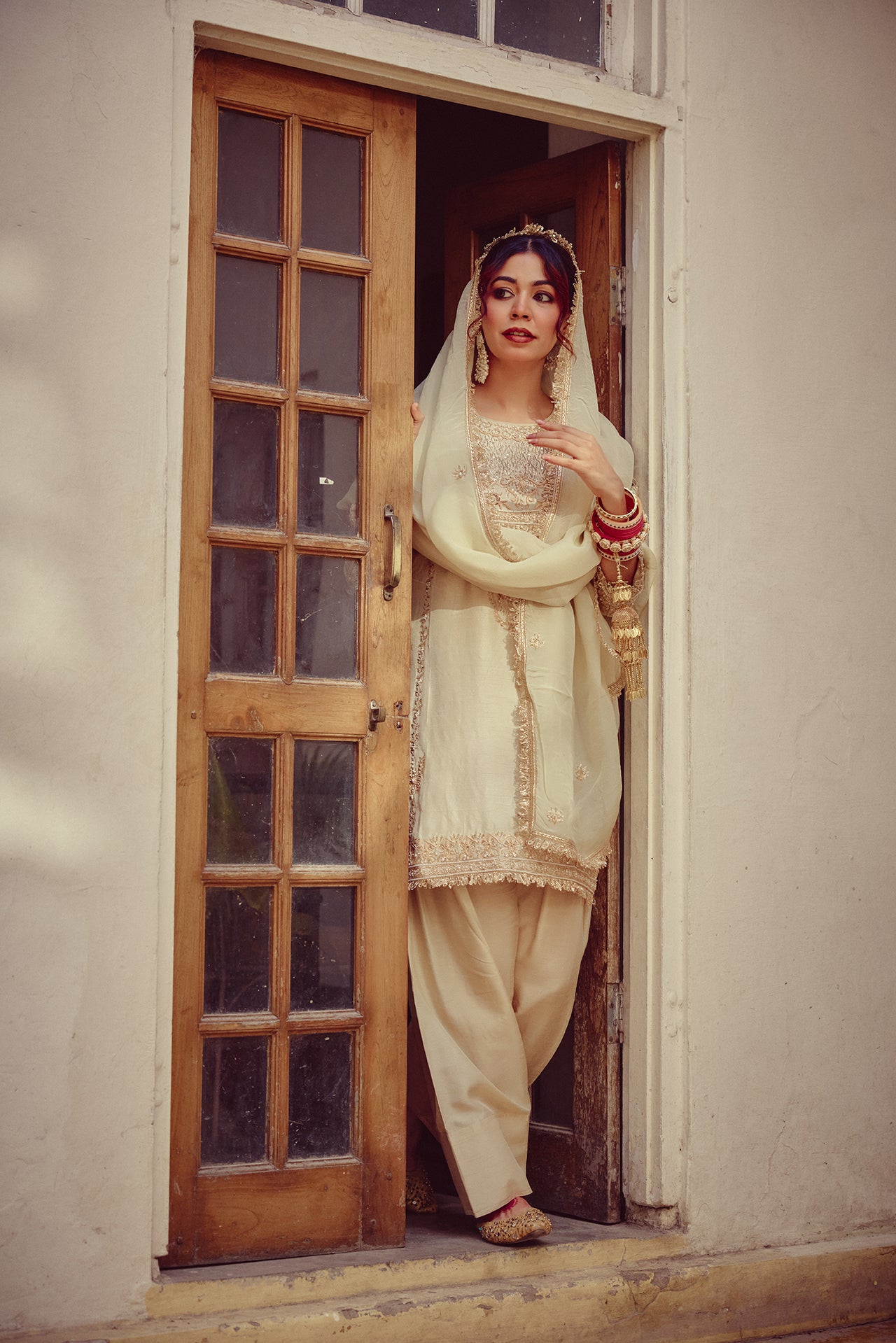 Raya - Gold Ivory Kurta Farshi Set