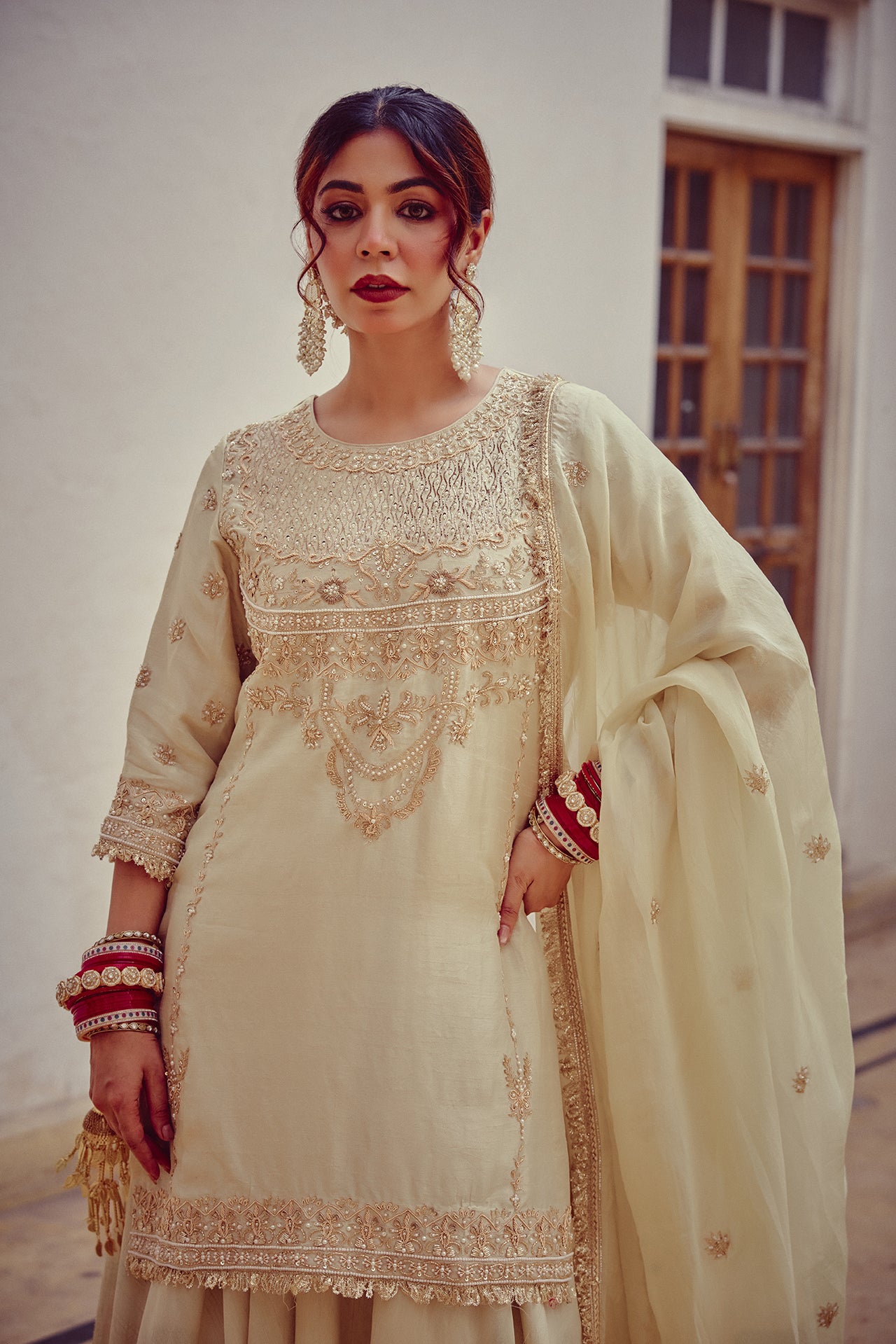 Zeenat - Ivory Kurta Lehenga Set