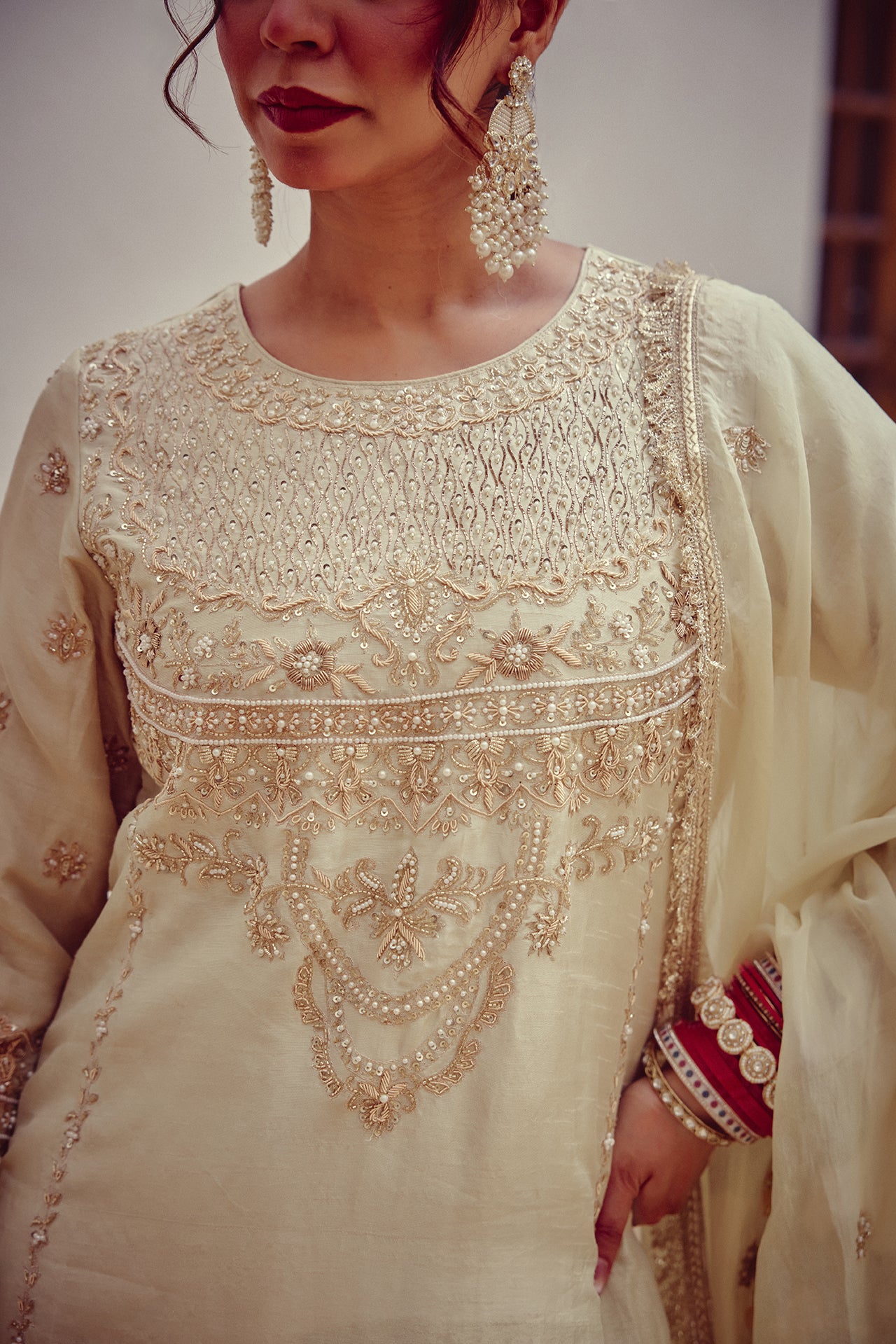 Zeenat - Ivory Kurta Lehenga Set