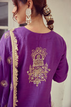 Nooren - Purple Kurta Farshi Dupatta Set