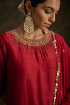 Jashnara - Red Hand Embroidered kurta Set