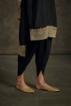 Saanjh - High-Low Black Zardozi Kurta Salwaar Set with Embroidered Dupatta