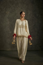 Sohniyat - Ivory Zardozi Kurta Salwaar Set with Embroidered Dupatta