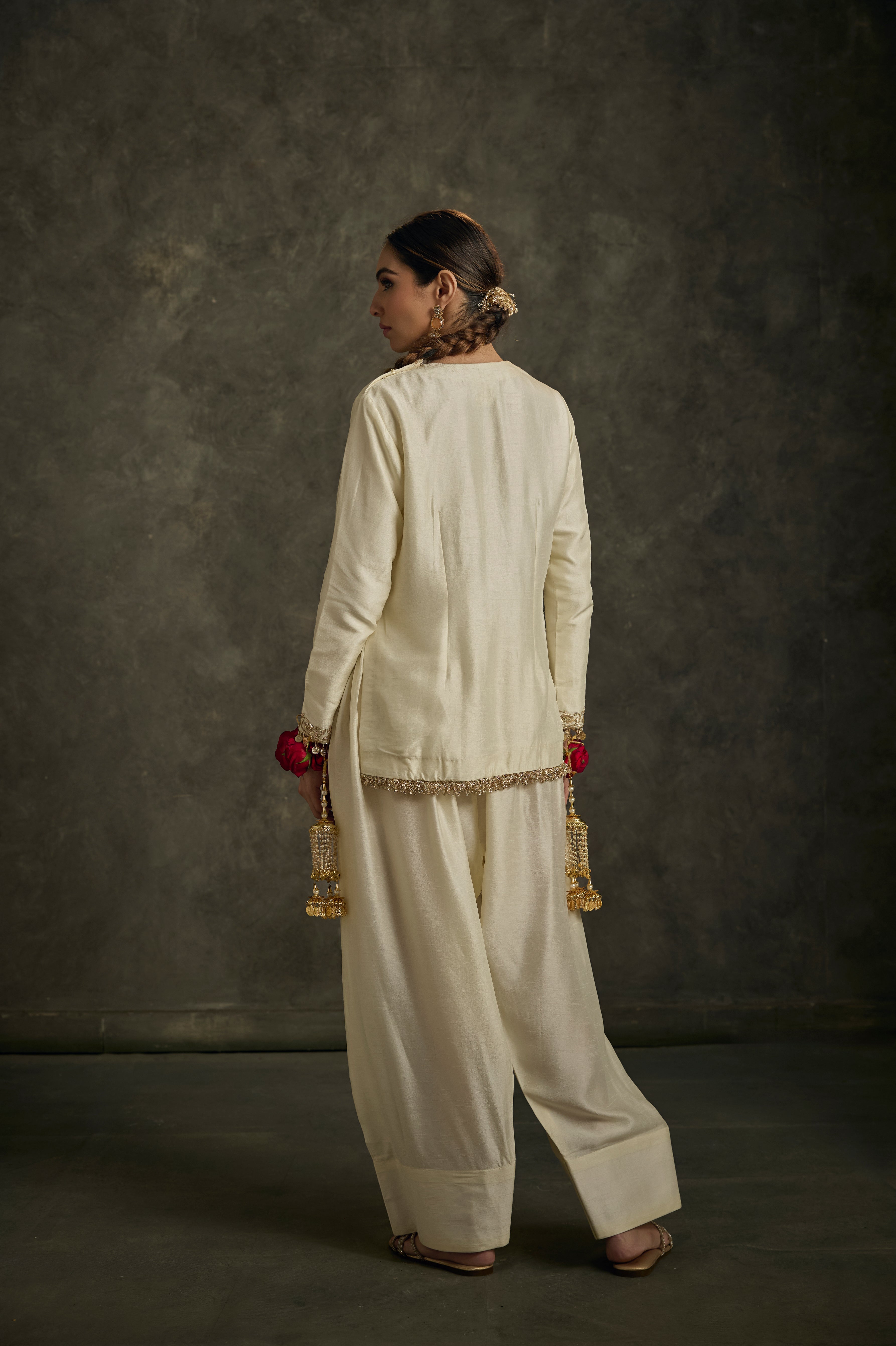 Sohniyat - Ivory Zardozi Kurta Salwaar Set with Embroidered Dupatta