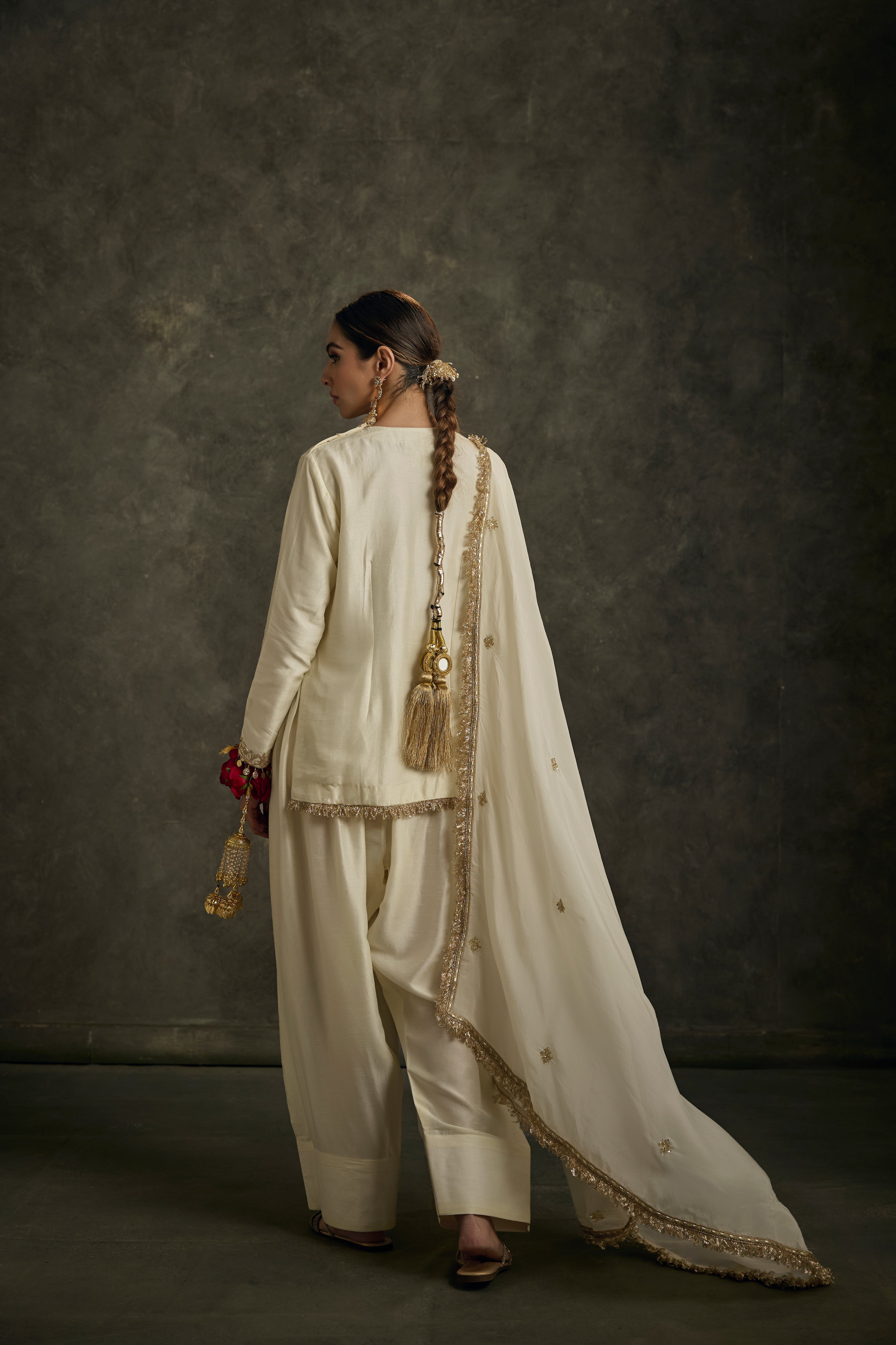 Sohniyat - Ivory Zardozi Kurta Salwaar Set with Embroidered Dupatta