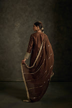 Lehraav - Brown Zardozi Kurta Salwaar Dupatta Set